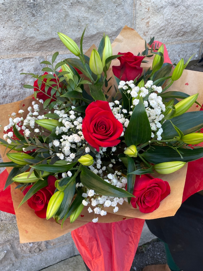 Red Rose and Lily Bouquet