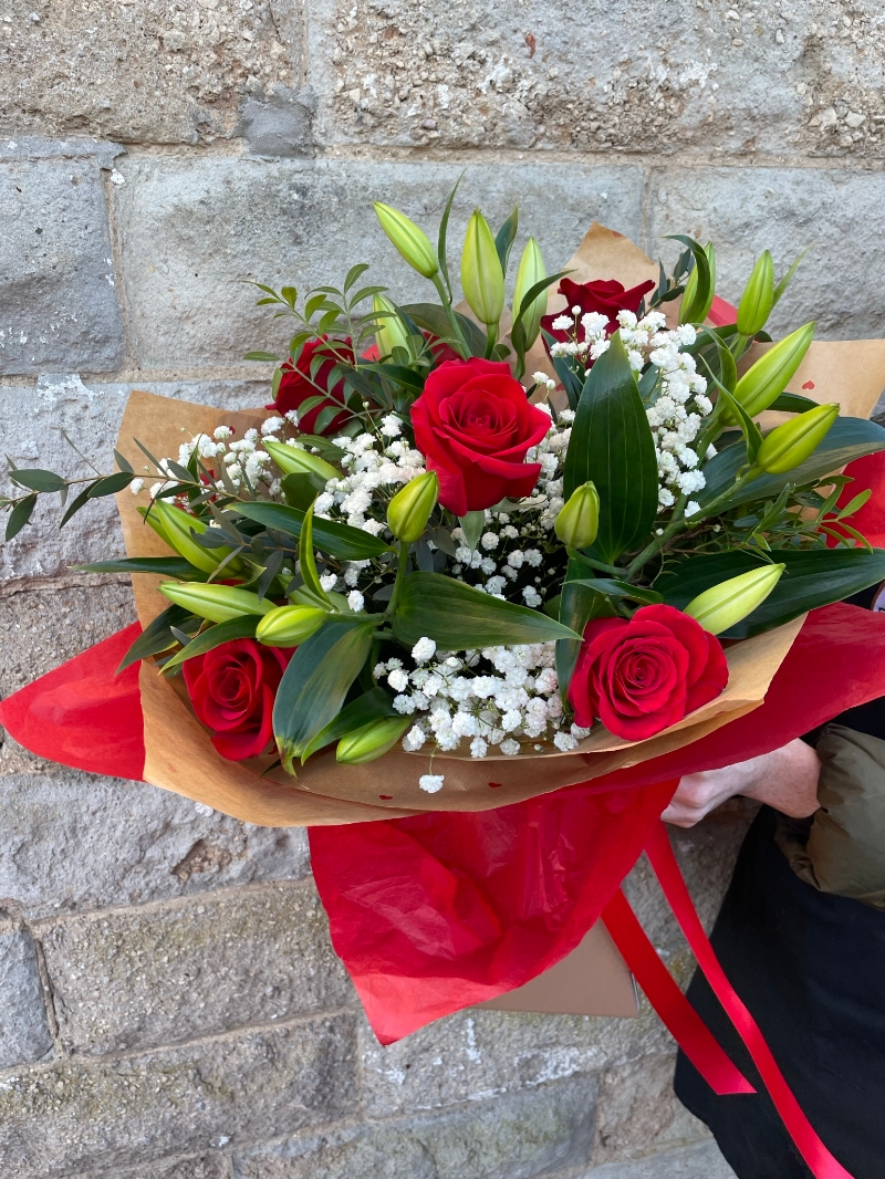 Red Rose and Lily Bouquet